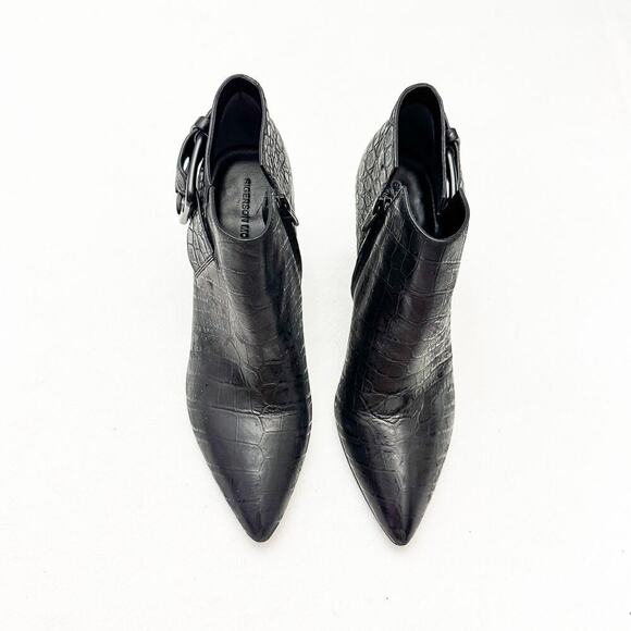 Sigerson Morrison Fifi Black Cone Heel Ankle Bootie Buckle Detail Size 9.5 - Picture 1 of 5